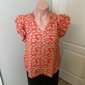 Avara Red Floral Women's Top Sz S